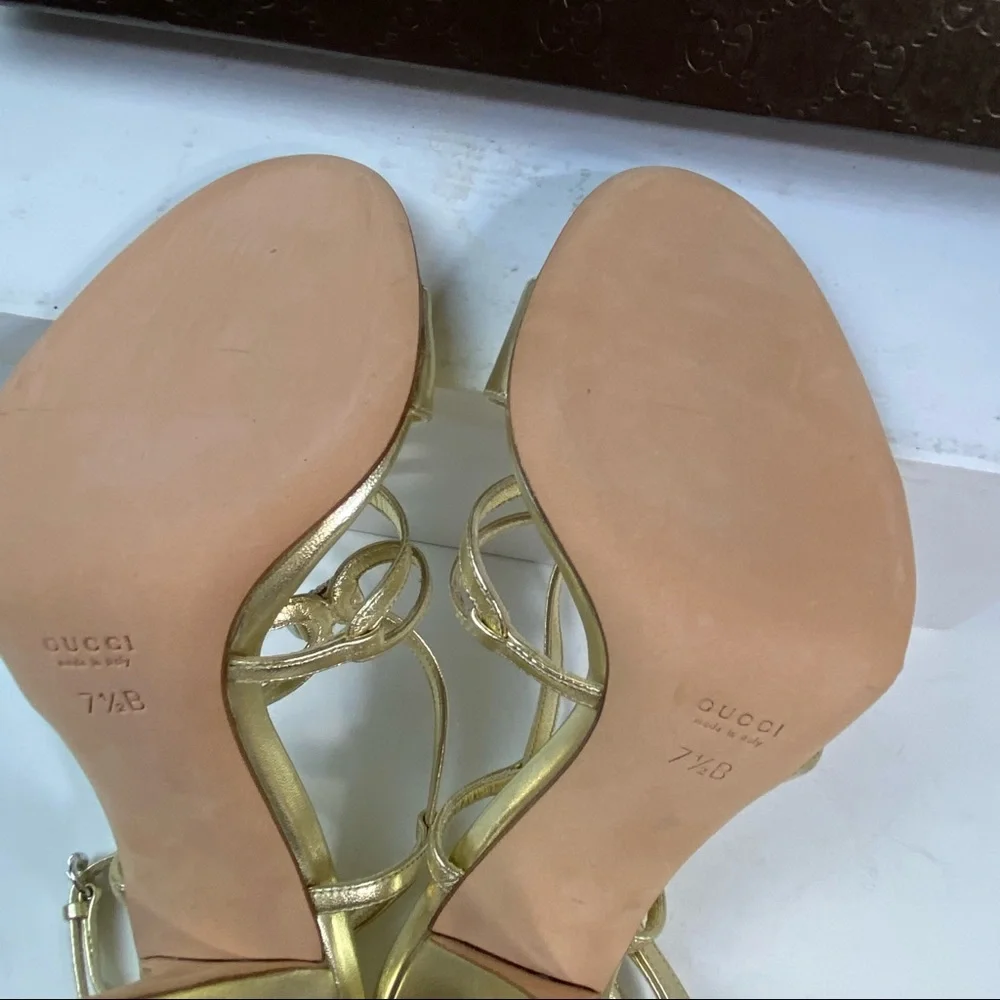 NWT Gucci crystal gold Milady sandals 7.5